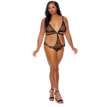 Barely Bare Strappy Bikini Teddy Plus Size Zwart