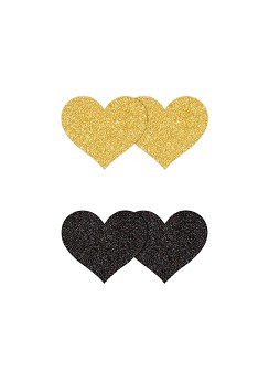 Pretty Pasties Glitter Hart Zwart/Goud