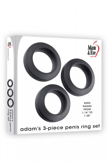 Adam's 3 Piece Penis Ring Set Zwart