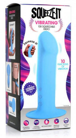 Squeeze-It Vibrating Dildo Blauw