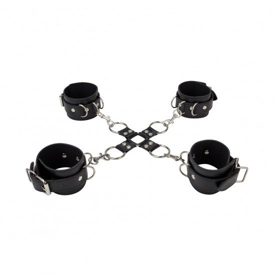 Leather Hand & Legcuffs Boeien Zwart