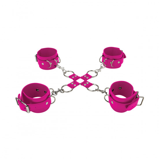 Leather Hand & Legcuffs Boeien Roze
