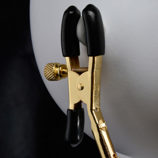 Fetish Gold Halsband Met Tepelklemmen Goud