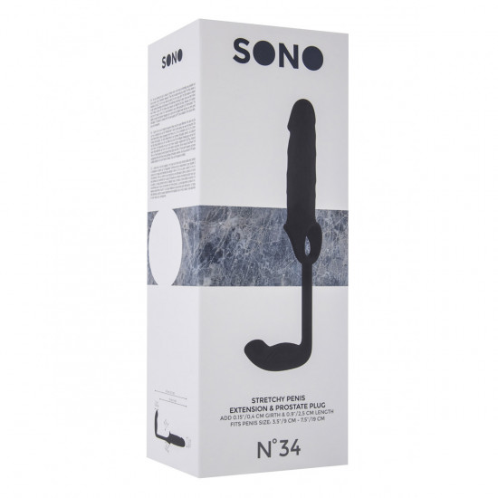 Sono Stretchy Penis Extension & Plug No. 34 Zwart