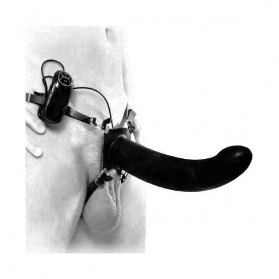 Fetish Extreme Vibrating Silicone Hollow Strap-On Zwart