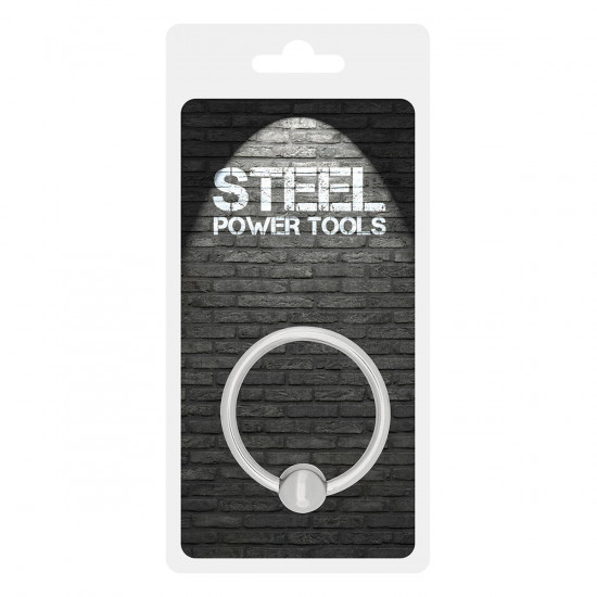 Steel Acorn Ring  30 MM Zilver