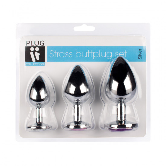 Plug It Strass Buttplug Set Zilver