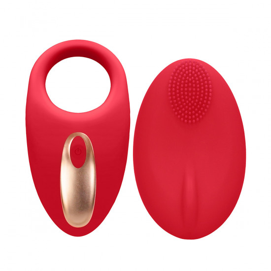Elegance Poise Vibrerende Cockring + Stimulator Rood