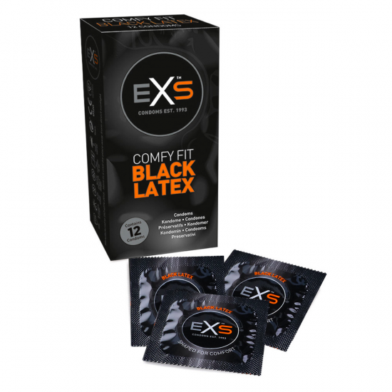 EXS Comfy Fit Black Latex Condooms 12 Stuks
