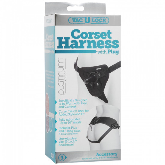 Doc Johnson Corset Harness Plug Strap-On Zwart