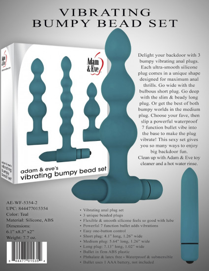 Adam & Eve Vibrating Bumpy Bead Set Blauw