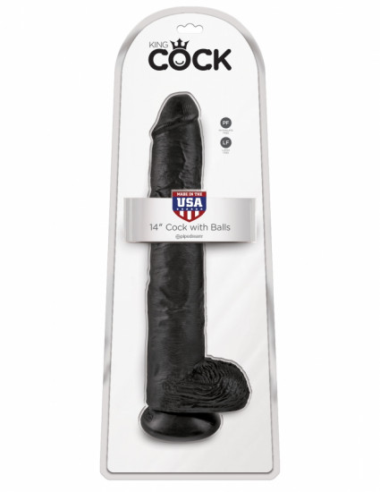 King Cock 14 Inch Cock with Balls Dildo Zwart
