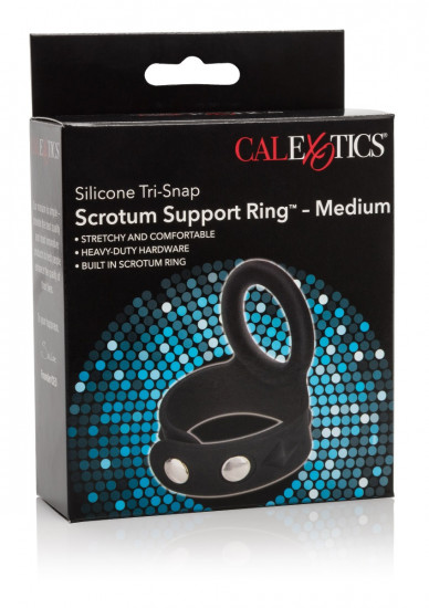 Tri-Snap Scrotum Support Cockring Medium Zwart