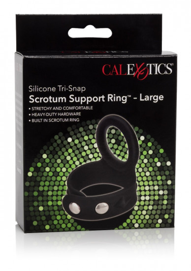 Tri-Snap Scrotum Support Ring Cockring Large Zwart