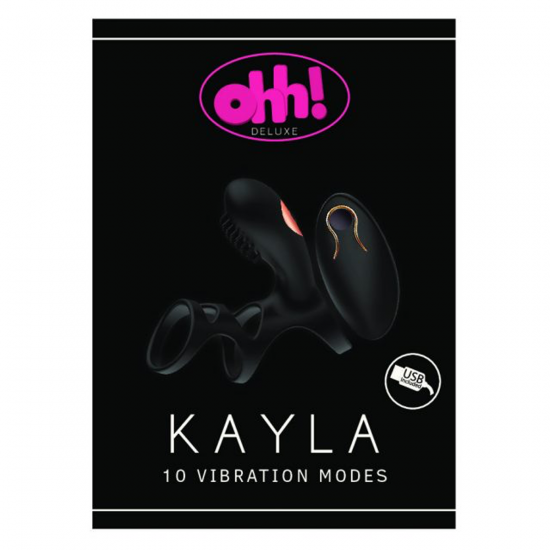 Ohh! Deluxe Kayla Vibrerende Cock- en Ballring Zwart