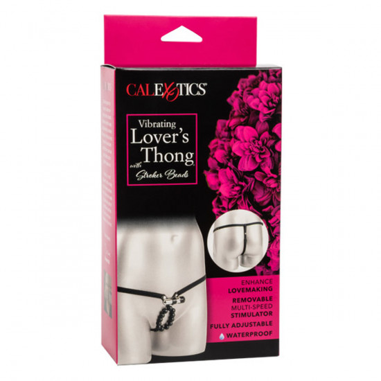 CalExotics Vibrating Lover's Thong With Stroker Beads Zwart